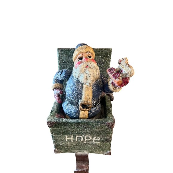 Vintage Jack in the Box Santa Claus Stocking Holder "Hope" Christmas Decor - Picture 2 of 7